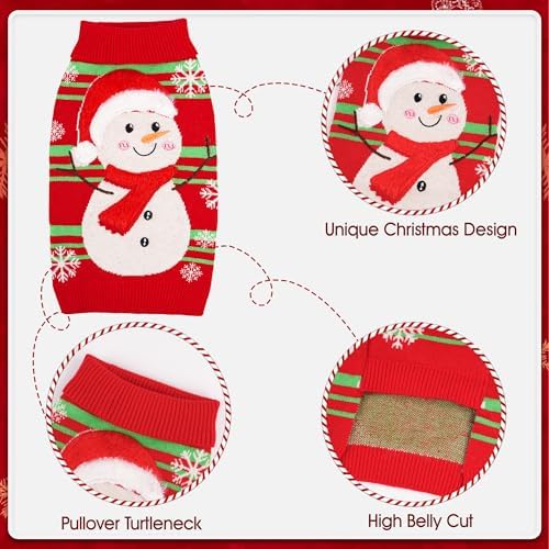 Dog Christmas Sweater Snowman Dog Christmas Outfit Adorable Soft Warm Turtleneck Knitted Festival Pet Clothes Cold Weather Puppy Clothes for Small Medium Large Dogs Cats - Image 5