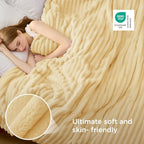 Bedsure Soft Queen Size Blanket for Bed Custard Yellow 90"x90" - Image 4