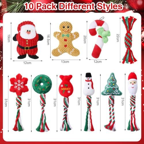 Soulchen 10 Pcs Christmas Dog Toys Plush Squeaky Puppy Toy - Image 2