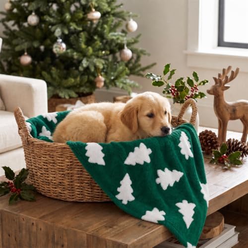 Horaldaily Christmas Green Trees Shape 3D Textured Pets Blanket 20x30 by Horaldaily