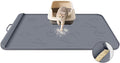 Cat Litter Mat for Litter Box 42" x 28", Large Silicone Mat, Dark Grey | Waterproof Litter Trapping Mat with Residue Collection Pocket, Raised Edge, Non-Slip Pet Placemat for Floors
