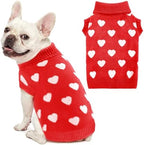 Valentines Dog Sweater Heart Dog Valentines Outfit Soft Warm Knitted Pet Clothes Cold Weather Puppy Clothes for Small Medium Dogs Cats by BAOBICUTE