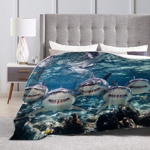 Funny Shark Blanket Marine Life Animal Throw Blankets Gifts for Girls Boys Kids Shark Lover Soft Cozy Fleece Plush for Couch Sofa Bed 60"x50" - Image 6