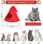 NIBESSER Cat Bed Christmas Hat Cat Tent House Self-Warming 2 in 1 Removable Comfortable Triangle Pet Teepee Xmas Dog Cave in Winter (Red) - Image 3
