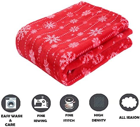 Elegant Comfort Luxury Velvet Super Soft Christmas Prints Fleece Blanket-Holiday Theme Home Décor Fuzzy Warm and Cozy Throws for Winter Bedding, Couch and Gift, 50 x 60 inch, Snowflakes - Image 4