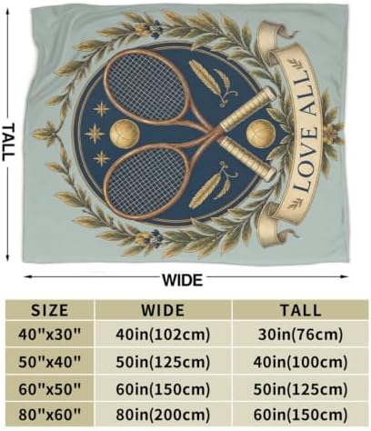 Tennis Blanket Vintage Sports Lover Throw Stuff Gifts 50"x40" - Image 3