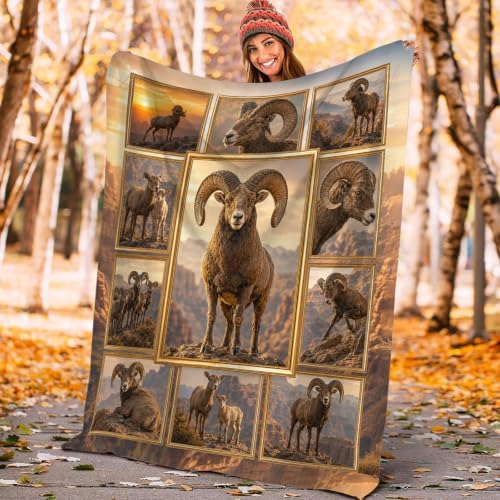 Bighorn Sheep Throw Blanket Gifts for Wild Animal Lover 80"X60" - Image 5