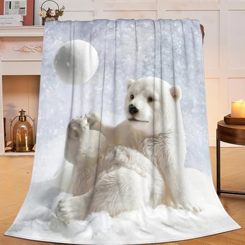Polar Bear Blanket for Girls Women Boys Men Adults Kids Soft Cozy Fleece Cute White Bears Throw Blankets Gifts Warm Flannel Plush Lightweight Decorative for Couch Bed Sofa 60"X50" by Unknown