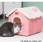 Cat Bed Cave, Cute Christmas Cat Beds for Indoor Cats, Pink - Image 2