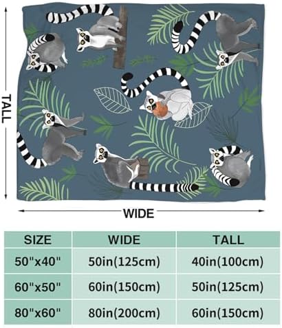 Lemur Blanket for Girls Women Boys Men Adults Kids Soft Cozy Fleece Cute Lemur Throw Blankets Gifts Warm Flannel Plush Stuff Lightweight Decorative for Couch Bed Sofa 60"X50" - Image 7