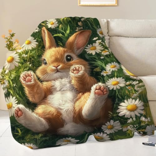 Rabbit Blanket Bunny Hare Throw Stuff Gifts for Kids Girls 50"x40" - Image 3