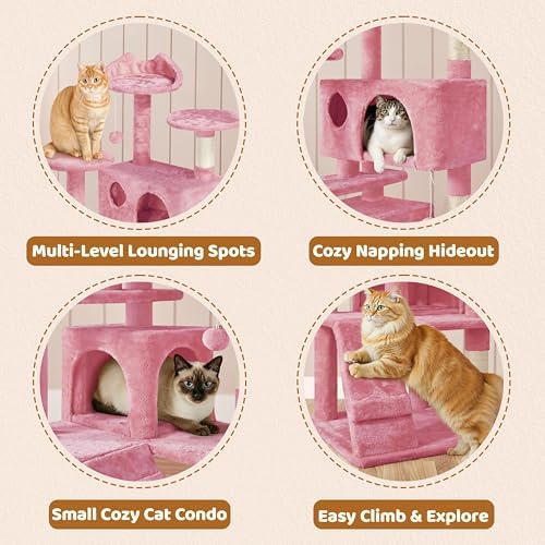 Yaheetech 62in Cat Tree Tower, Double Condo, Multi Platforms, Scratch Posts - Image 4