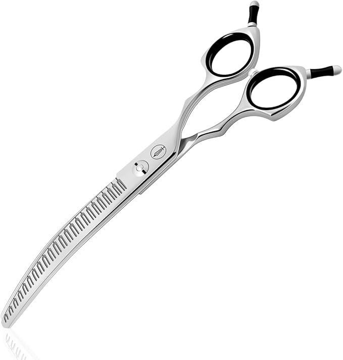 HASHIMOTO Curved Eraser Dog Grooming Scissors, 23 Teeth, 7.0 inch. | 80% Thinning Rate,Light Weight, Designed for Bulking off Coat Quickly, 440C Stainless Steel.