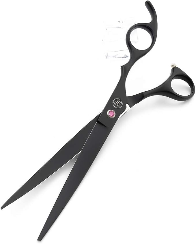 Moontay Professional 8" Dog Grooming Scissors Set 4PCS, Black | Straight, Upward Curved, Downward Curved, Thinning/Blending Shears for Dog, Cat and Pets, JP Stainless Steel