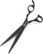 Moontay Professional 8" Dog Grooming Scissors Set 4PCS, Black | Straight, Upward Curved, Downward Curved, Thinning/Blending Shears for Dog, Cat and Pets, JP Stainless Steel