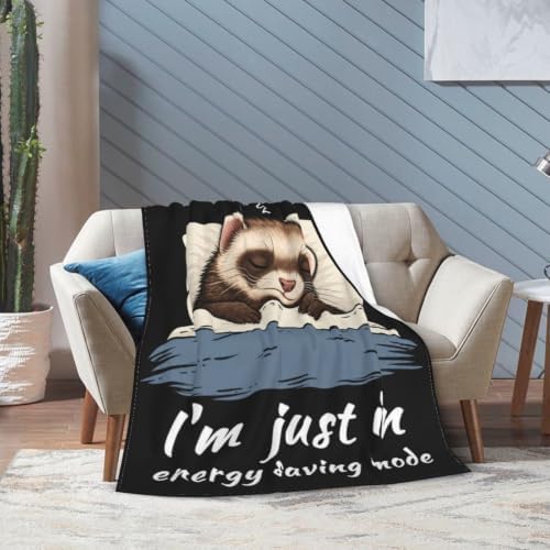 Sleepy Ferret Blanket Throw Gift for Girls Women 60"X50" - Image 2
