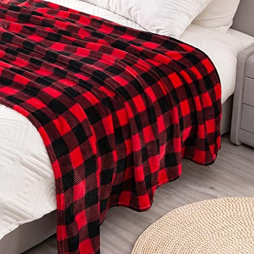 BEDELITE Christmas Fleece Throw Blanket for Couch & Bed, Red & Black. - Image 2