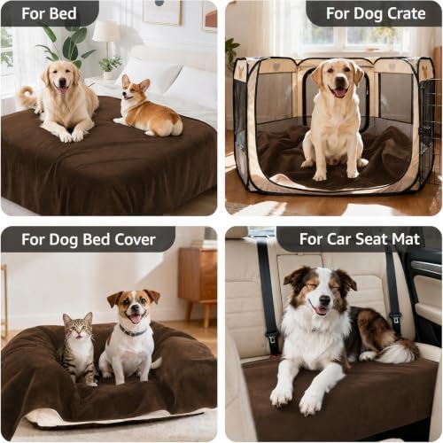 LOOBANI Waterproof Pet Blanket for Couch, Throw Size 50"x60", Coffee - Image 5