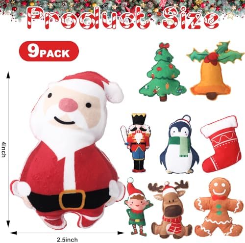 Hiboom 9 Pack Mini Christmas Dog Toys Squeaky Plush, Small Dogs Puppies - Image 2