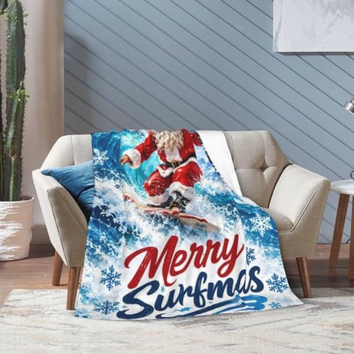 Santa Claus Surfing Blanket Christmas Throw Stuff Gifts 60"x50" - Image 5