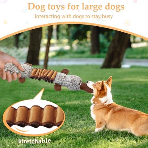 Squeaky Dog Toys, Stuffed Large Dog Toys to Keep Them Busy, Interactive Plush Chew Toys with Crinkle Paper, Tough Pet Animal Toys for Small Medium Large Dogs - Platypus - Image 4