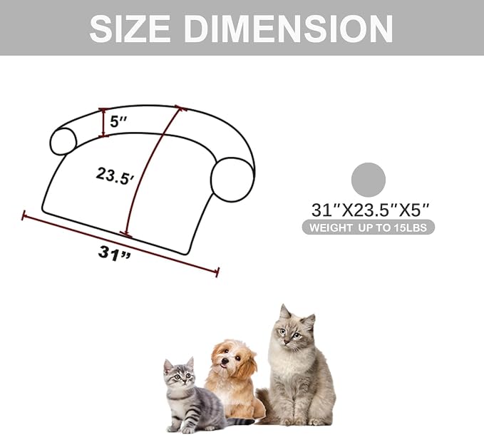 Calming Dogs/Cats Bed Mats, Dog Pad Washable Removable Couch Cover, Plush Long Fur Mat for Pets, Waterproof Lining, Perfect for Small, Medium and Large Dogs and Cats (Light Gray, 31"x23")
