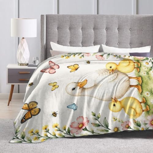Cute Duck Blanket Duckling Butterfly Floral Throw Gifts 80"x60" - Image 7