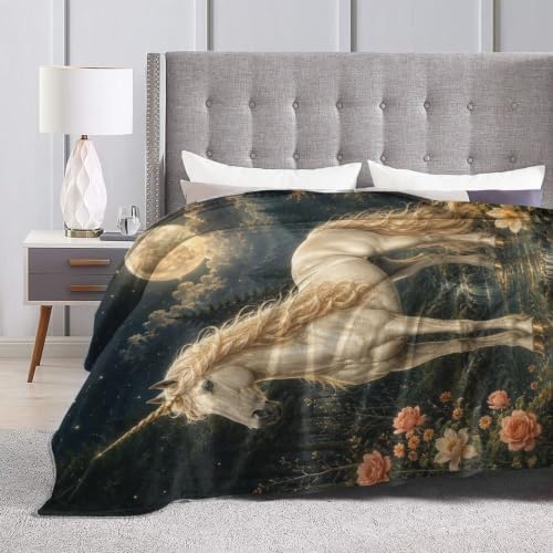 Unicorn Blanket Moon Fantasy Forest Throw Stuff Gifts 50"x40" - Image 7