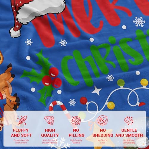 COMFAR Blue Cute Christmas Blankets and Throws for Adults/Women/Boys/Kids, Holiday Fleece Throw Blanket for Couch/Sofa, Holiday Decor, Christmas Decorations/Gifts 40"x 60" - Image 5