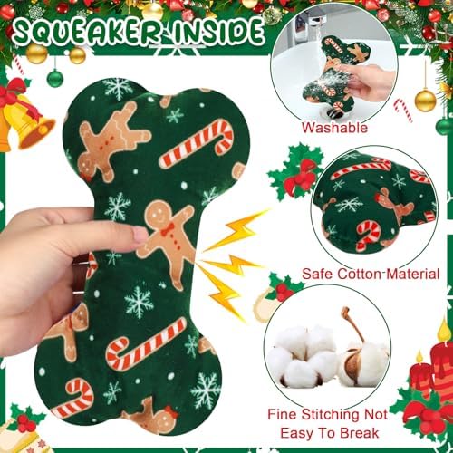 6 Pcs Christmas Dog Toys Puppy Tennis Balls and Squeaky Bone Toys Plush Interactive Pet Toy for Small Medium Large Dog Plush Chew Toy Puppy Training Toss Playing Gift - Image 3