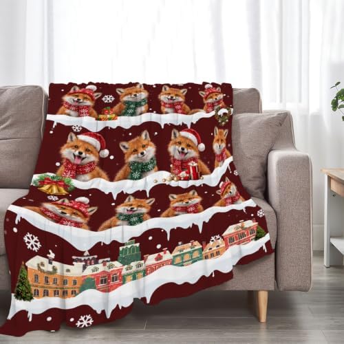 Christmas Fox Throw Blanket Snowy Woodland Holiday Gifts 40''x50'' - Image 5