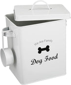Pet Treat and Food Storage Tin with Lid - 5lbs Capacity - Serving Scoop Included … -DOG