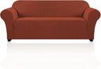 Stretch Sofa Cover Slipcover 1-Piece, Spandex Jacquard Fabric Universal Couch Cover for 3 Cushion, Washable Non Slip Sofa Cover, Pet Friendly (Sofa 74" - 88", Rust)
