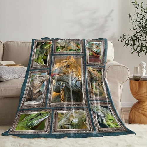 Lizard Blanket for Girls Women Boys Men Adults Kids Soft Cozy Fleece Iguana Reptile Lovers Throw Blankets Gifts Warm Flannel Plush Stuff Lightweight Decorative for Couch Bed Sofa 50"X40" - Image 4