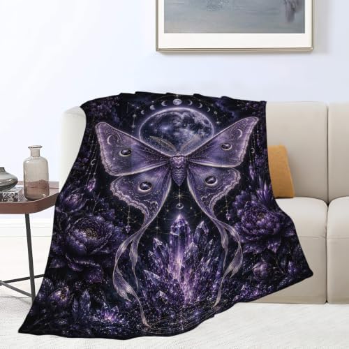 Luna Moth Blanket, Mystical Moth Throw Gift for Girls Women 60"X50" - Image 5