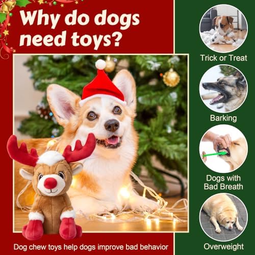 Newget Christmas Squeaky Dog Toys, Plush Dog Chew Toys with Crinkle Paper - Image 4