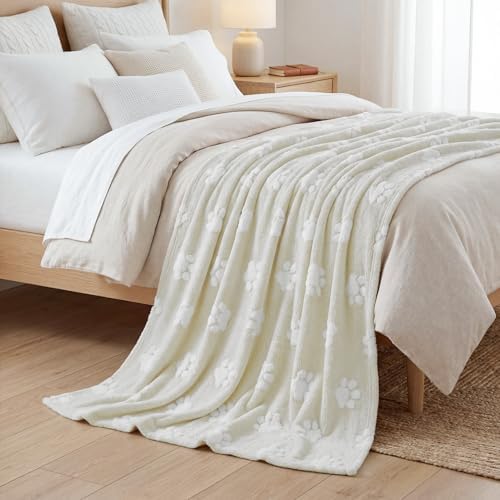 Horaldaily Beige Dog Paw Shape 3D Textured Throw Blanket 50x60 - Image 3