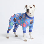 Spark Paws Dog Pajama, Dog Recovery Suit Male, Onesie, Ultra-Soft and 4-Way Stretch, for Small Medium and Large Breeds - Donuts - 3XL