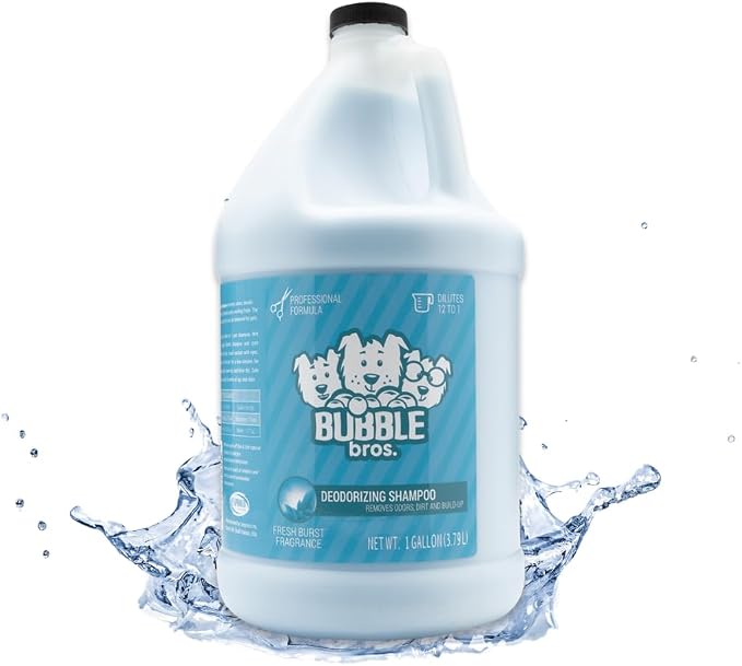 Bubble Bros. Deodorizing Dog Shampoo for Smelly Dogs, Deep Clean, 1 Gallon | 12:1 Concentrate. Pet Odor Eliminator, Breaks Up Dirt and Buildup, Naturally Derived Grooming Wash, Groomer Grade, USA Made