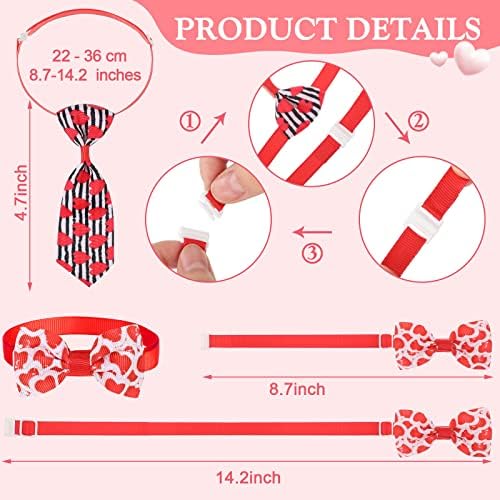 Chunful 150 Pcs Valentine's Dog Bow Ties Collars Bulk Adjustable Cat Dog Collars Bowtie Neckties Basic Puppy Costume for Small Medium Pet Grooming Accessories(Heart) - Image 3