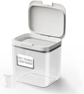 5-10 lb Airtight Dog Food Storage Container, White | Large airtight bin with pop-lock lid and clear body; stores 5-10 lb of dry dog food, cat treats, rice, or flour.