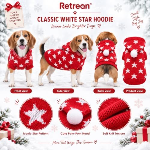 Dog Sweater for Medium Dogs Girl Boy Winter, Dog Clothes, Red, L - Image 4