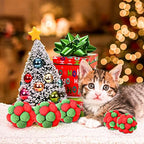 Queekay 6 Pieces Christmas Cat Toy Balls with Bell, 2 Sizes Soft Fuzzy Colorful Interactive Kitten Cat Toys - Image 5