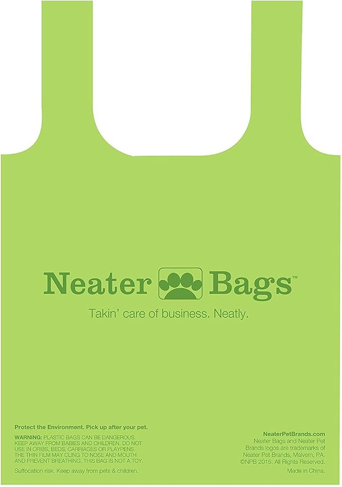 Neater Pet Brands Neater Bags Dog Waste Bag, No Rolls to Fuss With - Dog Poop Bags Dispense One at a Time, Doggie Poop Bag with Easy-Tie Handles (180 Count)