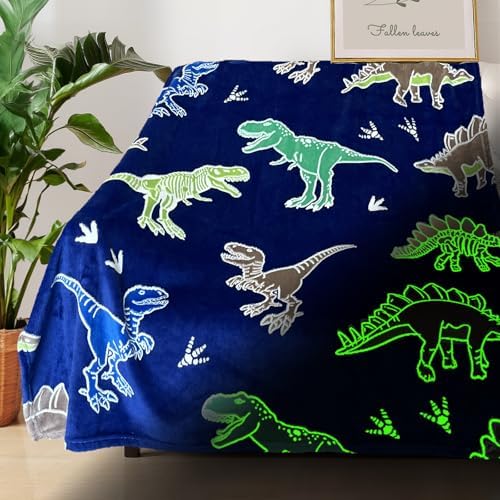 COMFAR Dinosaur Blanket for Boys, Dinosaur Glow in The Dark Blanket for Kids/Toddler/Baby, Soft Fleece Blankets and Throw, Birthday 40"x 50" by COMFAR