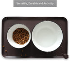 Hoki Found Silicone Pet Food Mats Tray - High-Lips Pet Dog Cat Bowl Mats - Pet Feeding Mat - Waterproof Dog Cat Food Mats -Pet Water Mats for Floors - Dark Oak