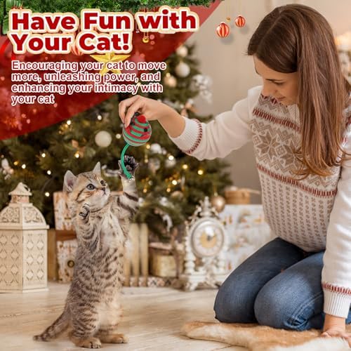 Shappy 2 Sets 22 Pcs Christmas Cat Stocking Toys with Cat Sticks Shaped Santa, Xmas Tree, Yarn Balls, Toy Mouse, Xmas Stocking Pet Set, Interactive Pet Gifts - Image 4