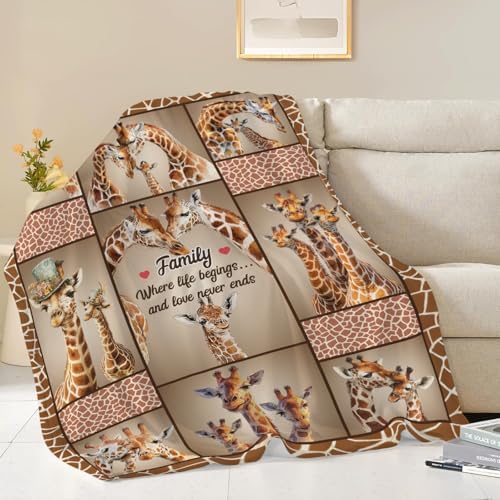 Giraffe Throw Blanket Giraffe Stuff Gifts for Kids Girls Boys Adults Women Men Soft Cozy Warm Plush Fluffy Fuzzy Fleece Blanket Decor 60''X80'' - Image 4