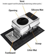 304 Stainless Steel Cat Litter Box, Fully Enclosed Leak-Proof & Rust-Proof Top-Entry XL Litter Box with Metal Scoop, Litter Mat, Side Clamps & Handles for Large Cats (Pure, X-Large)