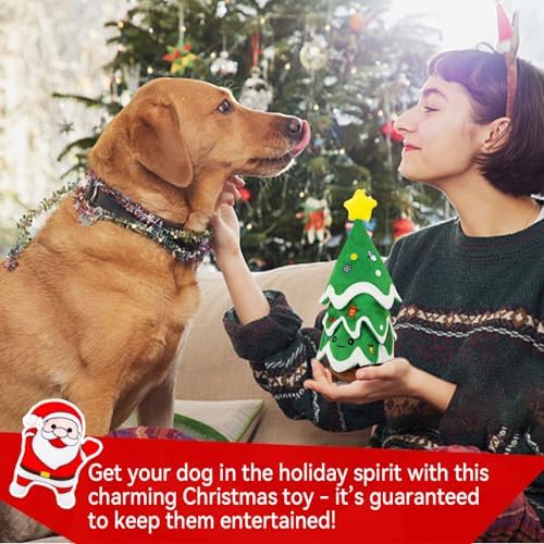 Christmas Dog Toy, Squeaky Crinkle Xmas Tree and Santa - Image 5
